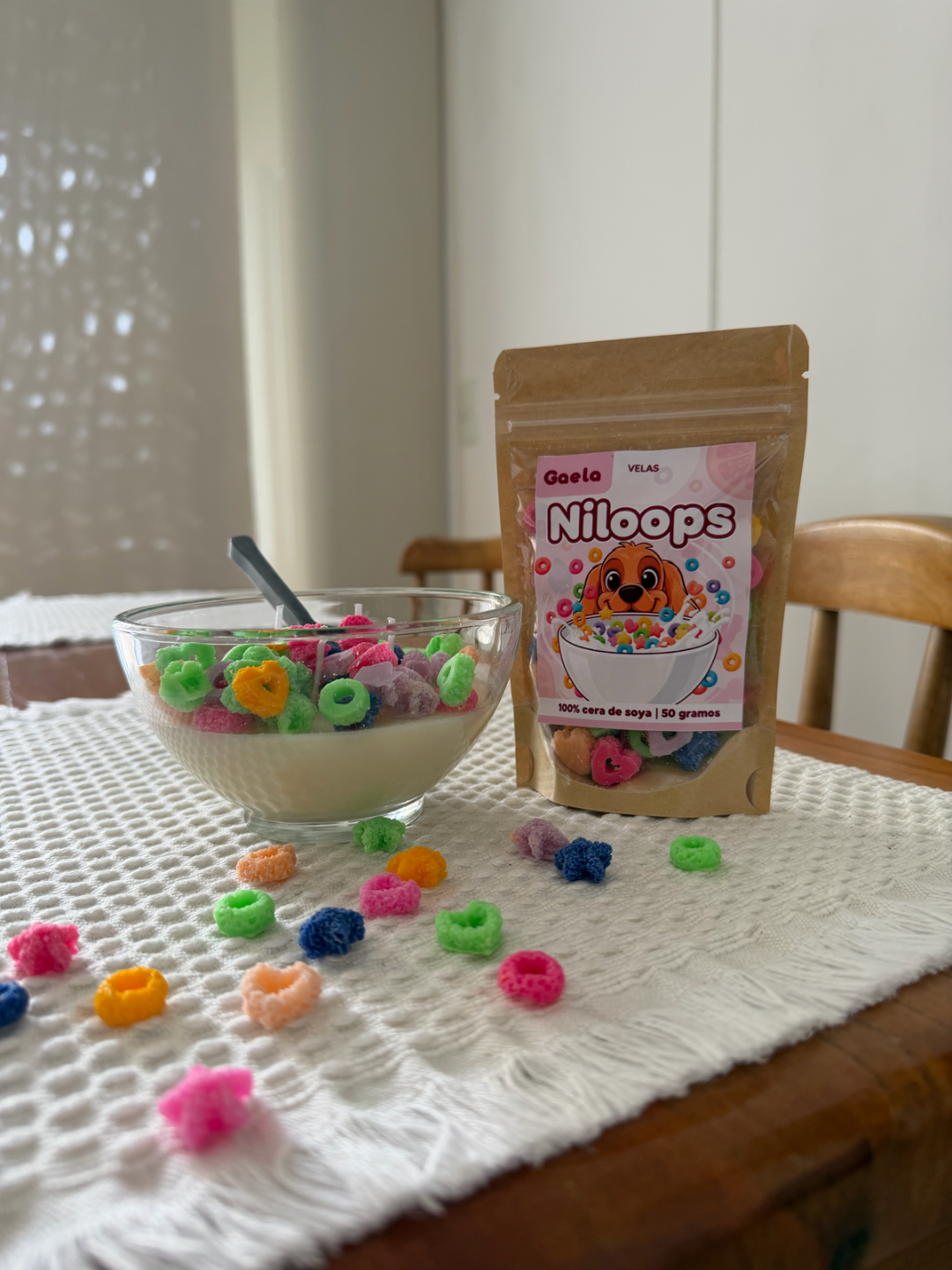 Vela inspirada en el cereal con leche 