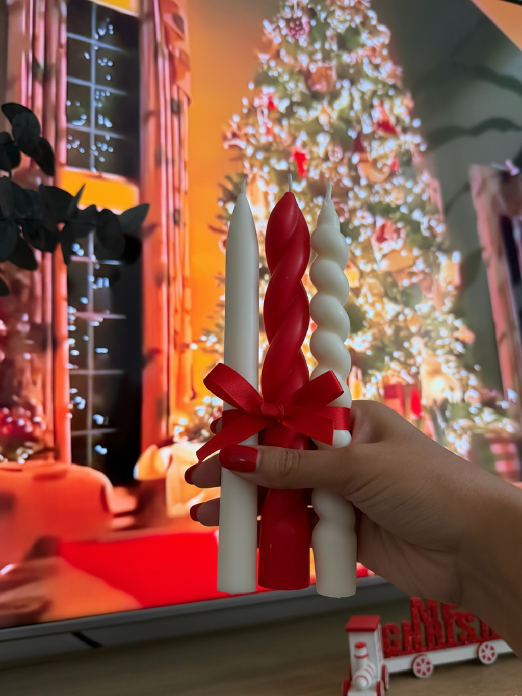 Set x3 Velas Largas Navideñas